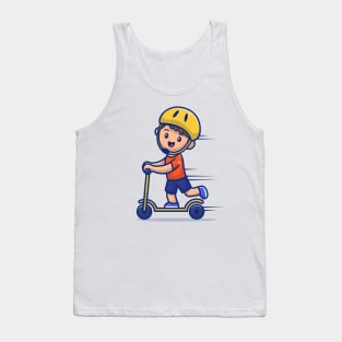 Cute Boy Playing Scooter Electric Tank Top